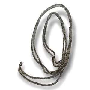 Silvertone Plain Chain Necklace Overhead No Clasp 40"